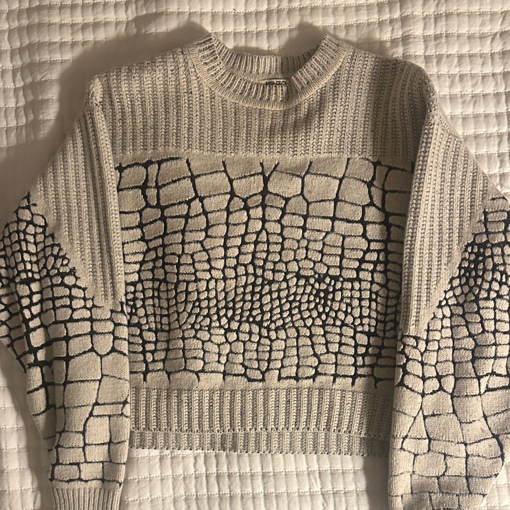 Kenzo Grey and Black Patterned Sweater